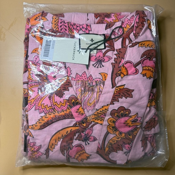 NWT Tuckernuck Tnuck Beach Sunset Chintz Kenzo Coverup, Pink & Orange - Picture 5 of 7